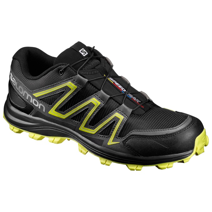 SALOMON SPEEDTRAK Philippines - Men's Trail Running Shoes - Black/Yellow | 573692-NMF